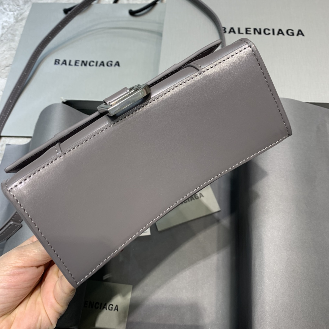 Balenciaga Hourglass XS Handbag Box Calfskin Shoulder Bag Dark Gray